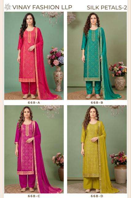 Vinay kuleesh silk petals-2 dress material wholesale manufacturer