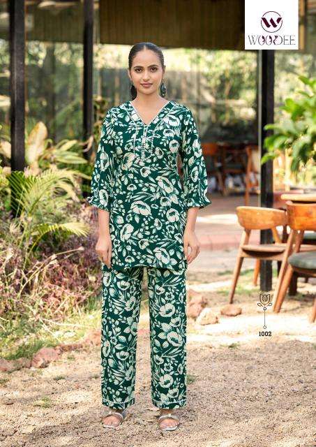 Woodee pihu coord set Rayon kurti wholesaler