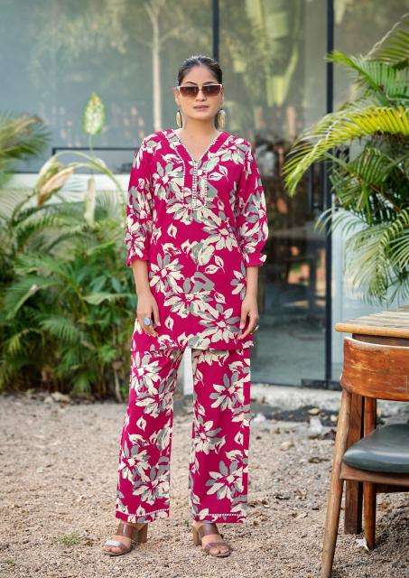 Woodee pihu coord set Rayon kurti wholesaler