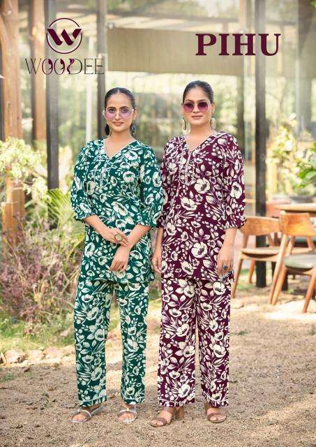 Woodee pihu coord set Rayon kurti wholesaler