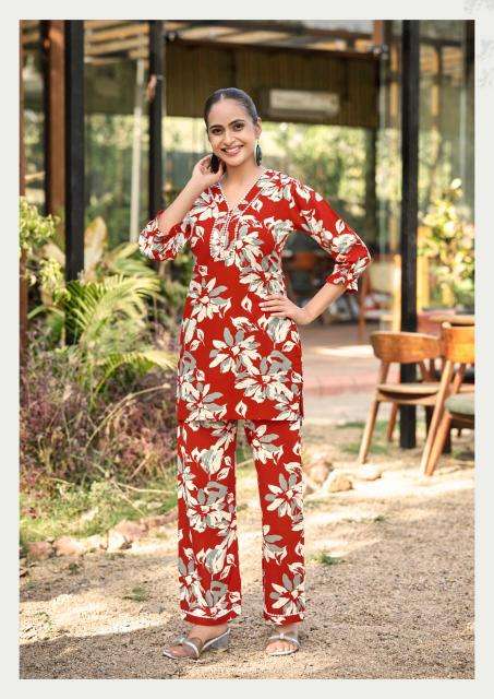 Woodee pihu coord set Rayon kurti wholesaler