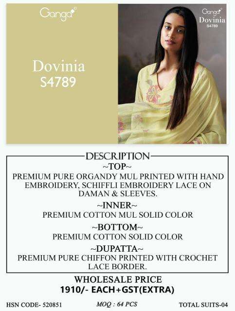 Ganga dovinia 4789 wholesale dress material shops in kolkata