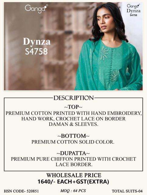 Ganga dynza 4758 wholesale dress from india