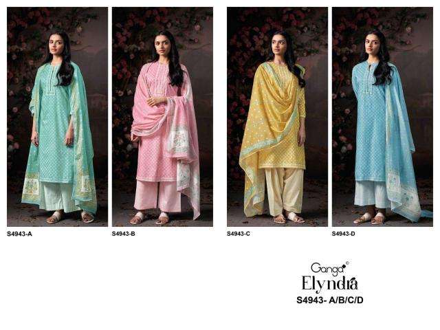 Ganga elyndra 4943 wholesale dress material market in gujarat