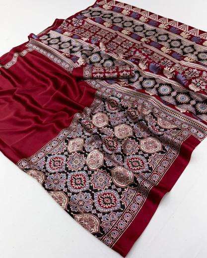 Rajtex pure ajrakh-034 best wholesale saree market in kolkata with price