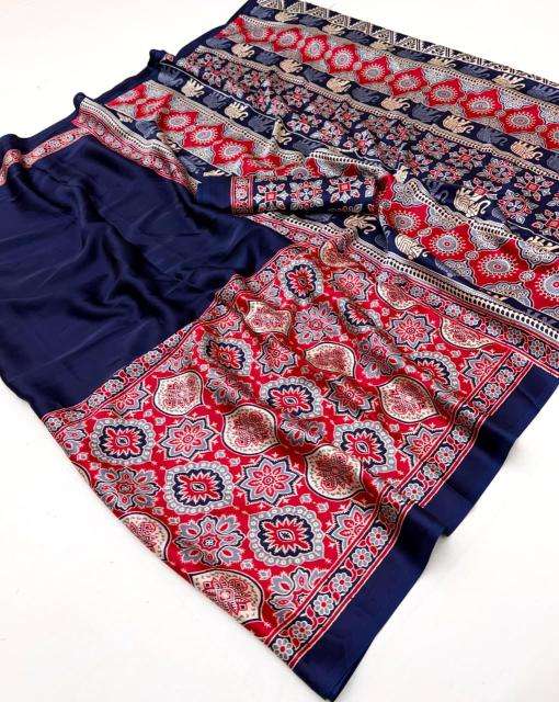 Rajtex pure ajrakh-034 best wholesale saree market in kolkata with price