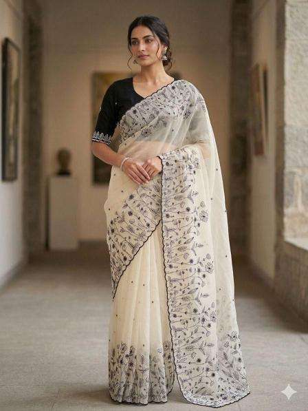 Vastrangan simple white wholesale sarees online india