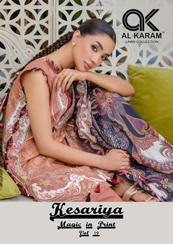 Al karam kesariya vol-19 wholesale dress material market in mumbai with price