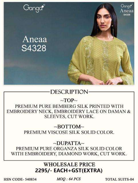 Ganga aneaa 4328 wholesale dress material in pune with price