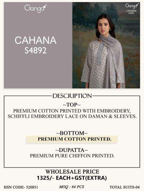 Ganga cahana 4892 wholesale dress material market in delhi