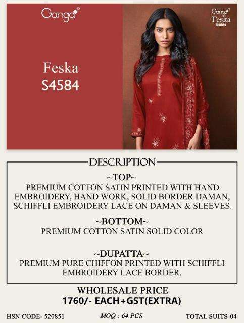 Ganga feska 4584 wholesale dress material suppliers in ahmedabad