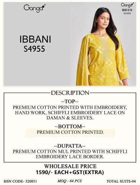 Ganga ibbani 4955 wholesale dress material market in pune with price