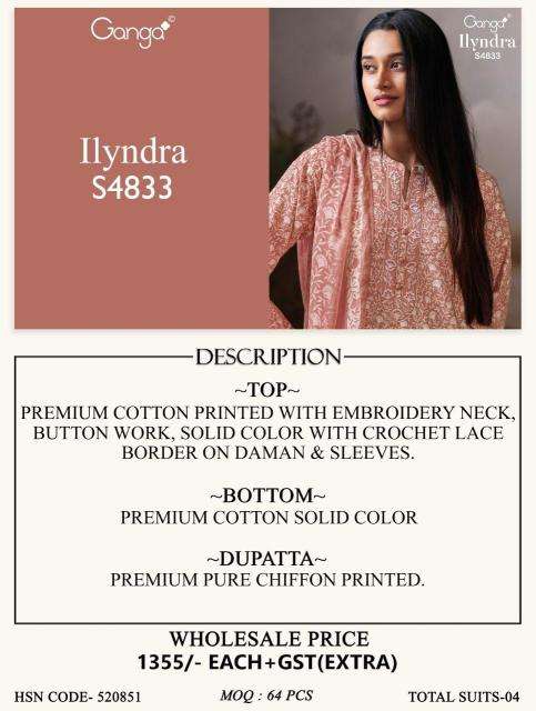 Ganga ilyndra 4833 wholesale dress material hyderabad telangana