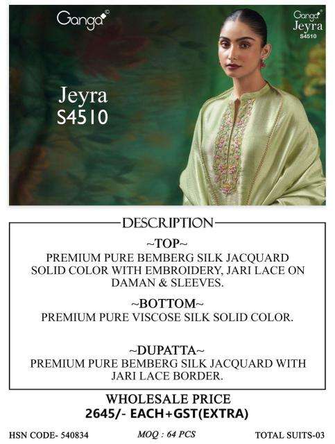 Ganga jeyra 4510 dress material wholesale dealers in kolkata
