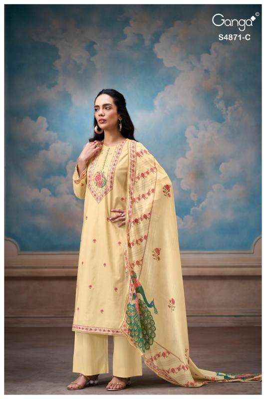Ganga pranati 4871 wholesale dress material market in ahmedabad with price