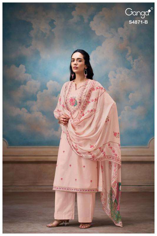 Ganga pranati 4871 wholesale dress material market in ahmedabad with price