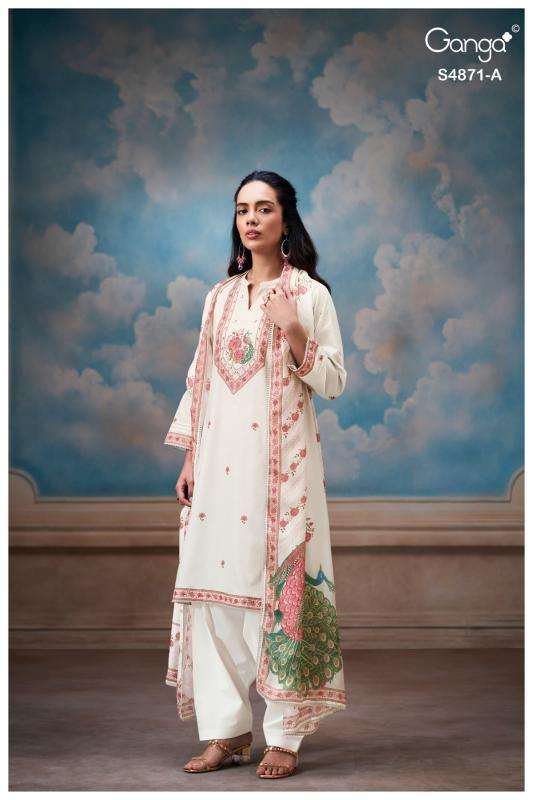 Ganga pranati 4871 wholesale dress material market in ahmedabad with price