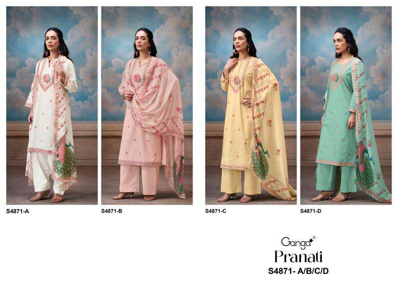 Ganga pranati 4871 wholesale dress material market in ahmedabad with price