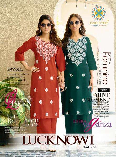 Passion tree lucknowi vol-2 kurtis wholesaler surat gujarat