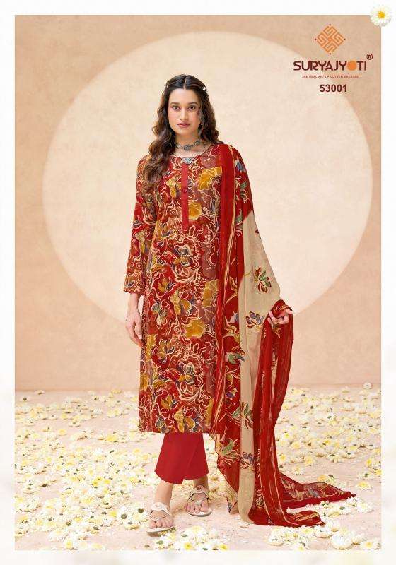 Suryajyoti naisha vol 53 wholesale dress material market in ahmedabad with price