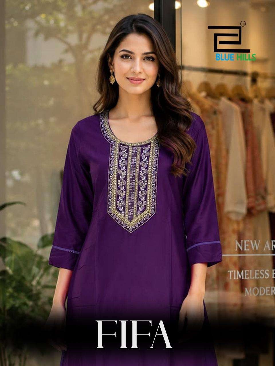 Blue hills fifa rayon wholesale market kurti in surat