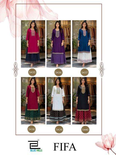 Blue hills fifa rayon wholesale market kurti in surat