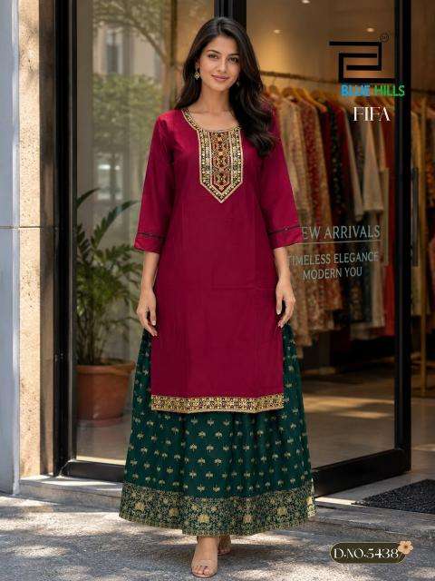 Blue hills fifa rayon wholesale market kurti in surat