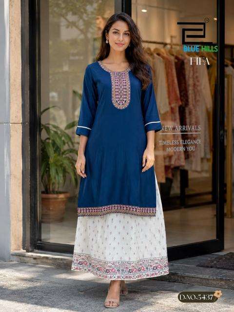 Blue hills fifa rayon wholesale market kurti in surat
