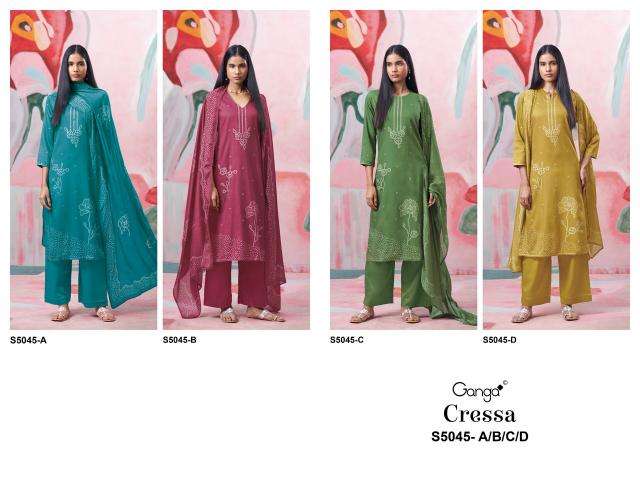 Ganga cressa 5045  Dress material wholesale market in Gujarat