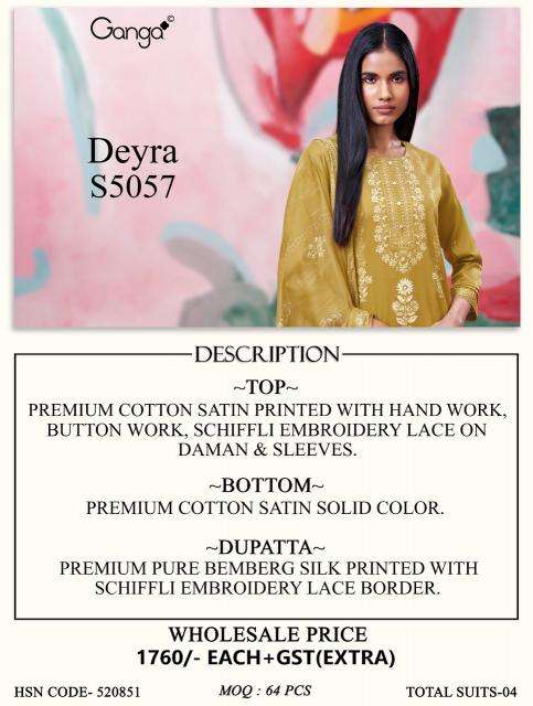 Ganga deyra 5057 Dress material wholesale suppliers in Ahmedabad