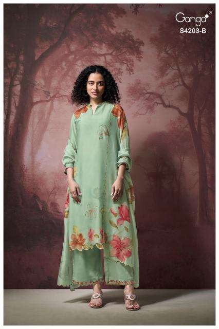 Ganga ekthara 4203 Dress material suppliers in Surat