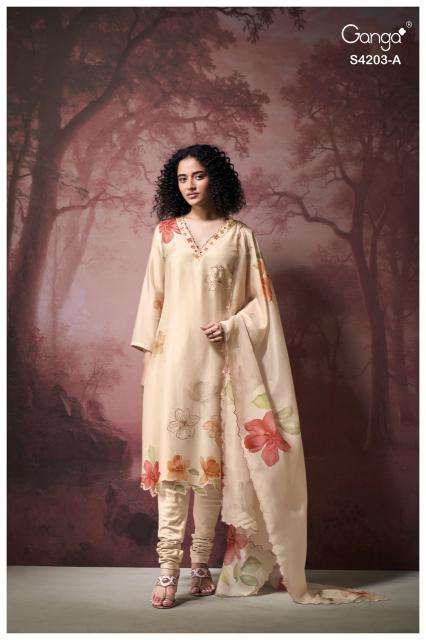 Ganga ekthara 4203 Dress material suppliers in Surat