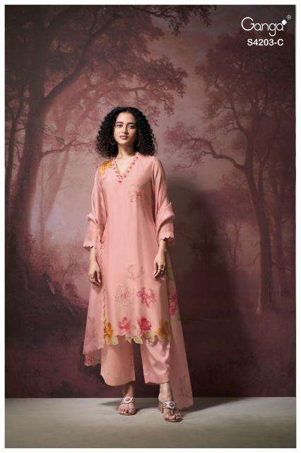 Ganga ekthara 4203 Dress material suppliers in Surat