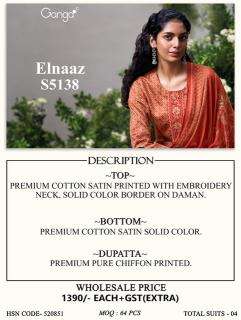 Ganga elnaaz 5138  Dress material wholesalers in Rajkot