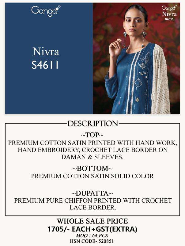 Ganga nivra 4611 Surat wholesale dress materials