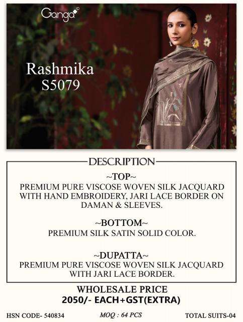 Ganga rashmika 5079 Surat dress material wholesale price list