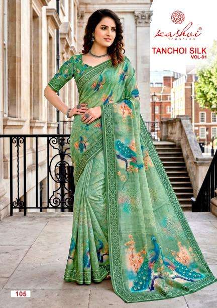 Kashvi tanchoi silk vol 1 Cheap saree market in Ahmedabad
