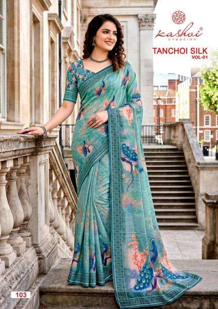Kashvi tanchoi silk vol 1 Cheap saree market in Ahmedabad