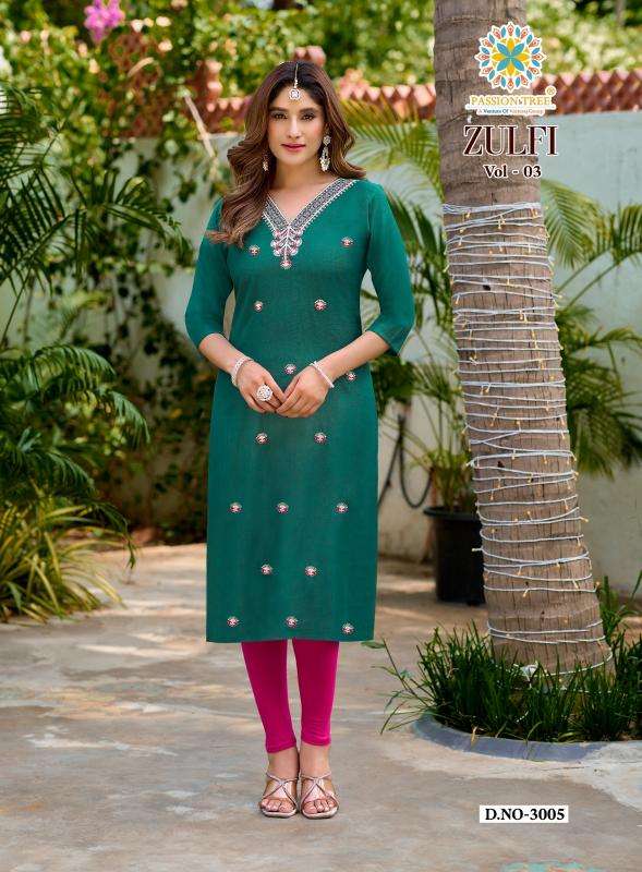 Passion tree zulfi vol 3 Kurti manufacturers in Rajkot