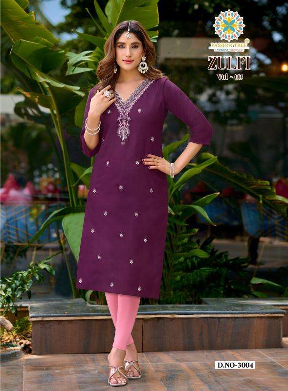 Passion tree zulfi vol 3 Kurti manufacturers in Rajkot
