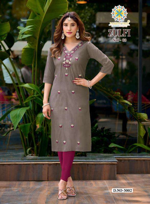 Passion tree zulfi vol 3 Kurti manufacturers in Rajkot