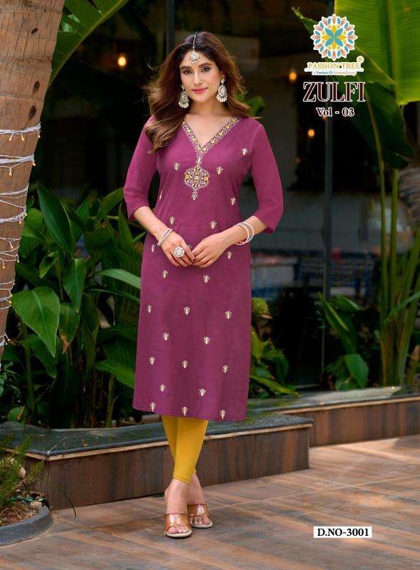 Passion tree zulfi vol 3 Kurti manufacturers in Rajkot