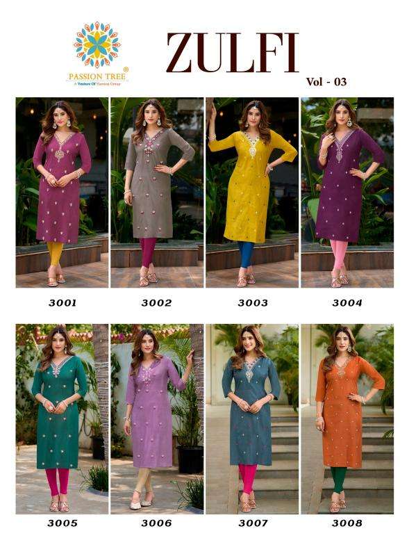 Passion tree zulfi vol 3 Kurti manufacturers in Rajkot