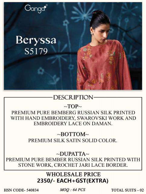Ganga beryssa 5179 Designer dress material market in kheda