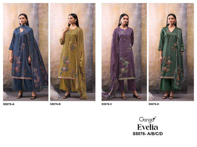 Ganga evelia 5076 Dress material suppliers in Junagadh
