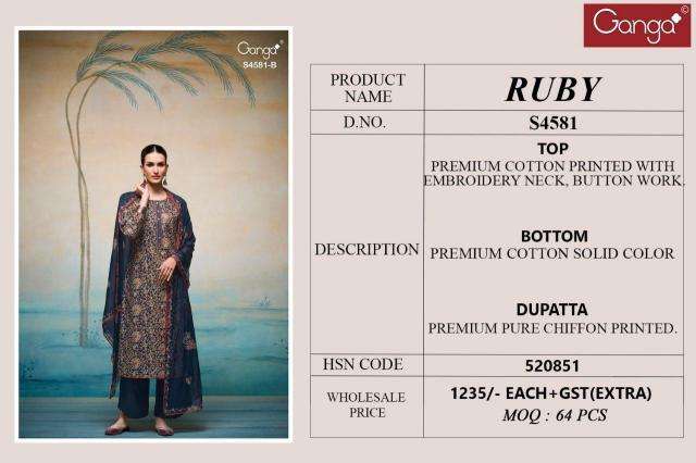 Ganga ruby 4581 Dress material manufacturers in Morbi