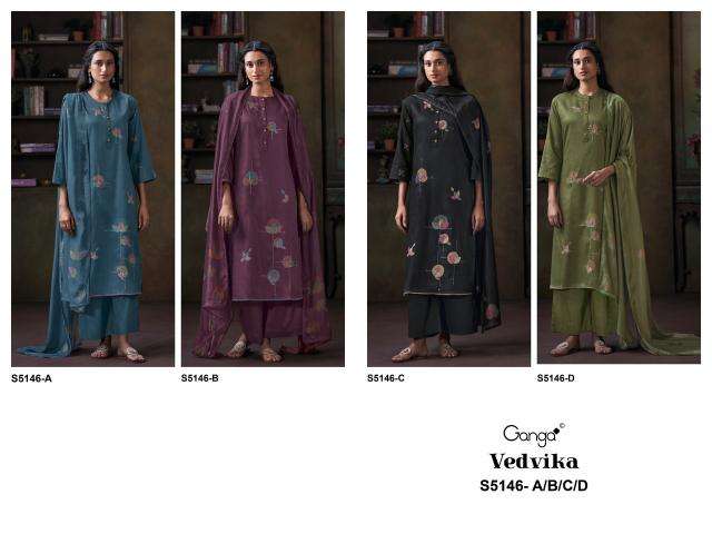 Ganga vedvika 5146  Low cost dress material suppliers in India