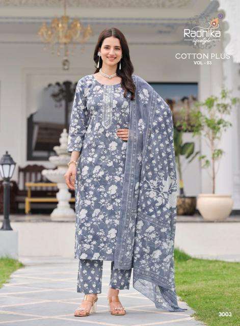 Radhika cotton plus vol 3 Kurti manufacturers in Ahmedabad