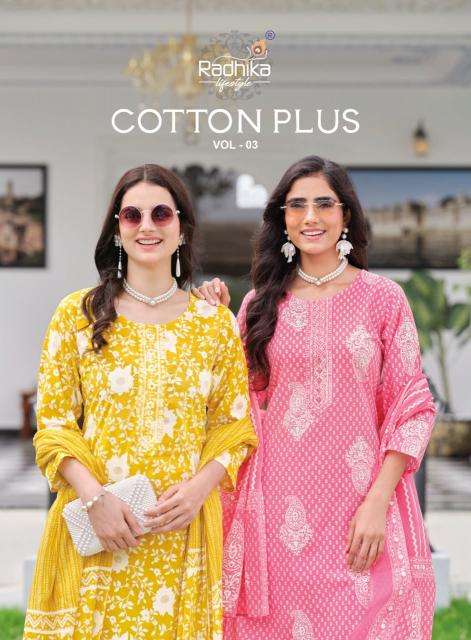Radhika cotton plus vol 3 Kurti manufacturers in Ahmedabad