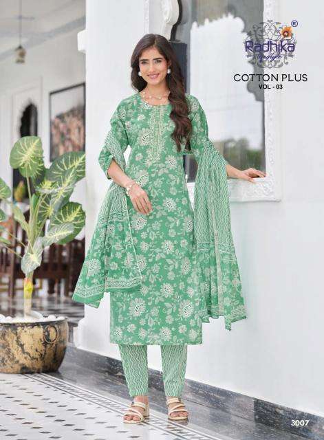 Radhika cotton plus vol 3 Kurti manufacturers in Ahmedabad